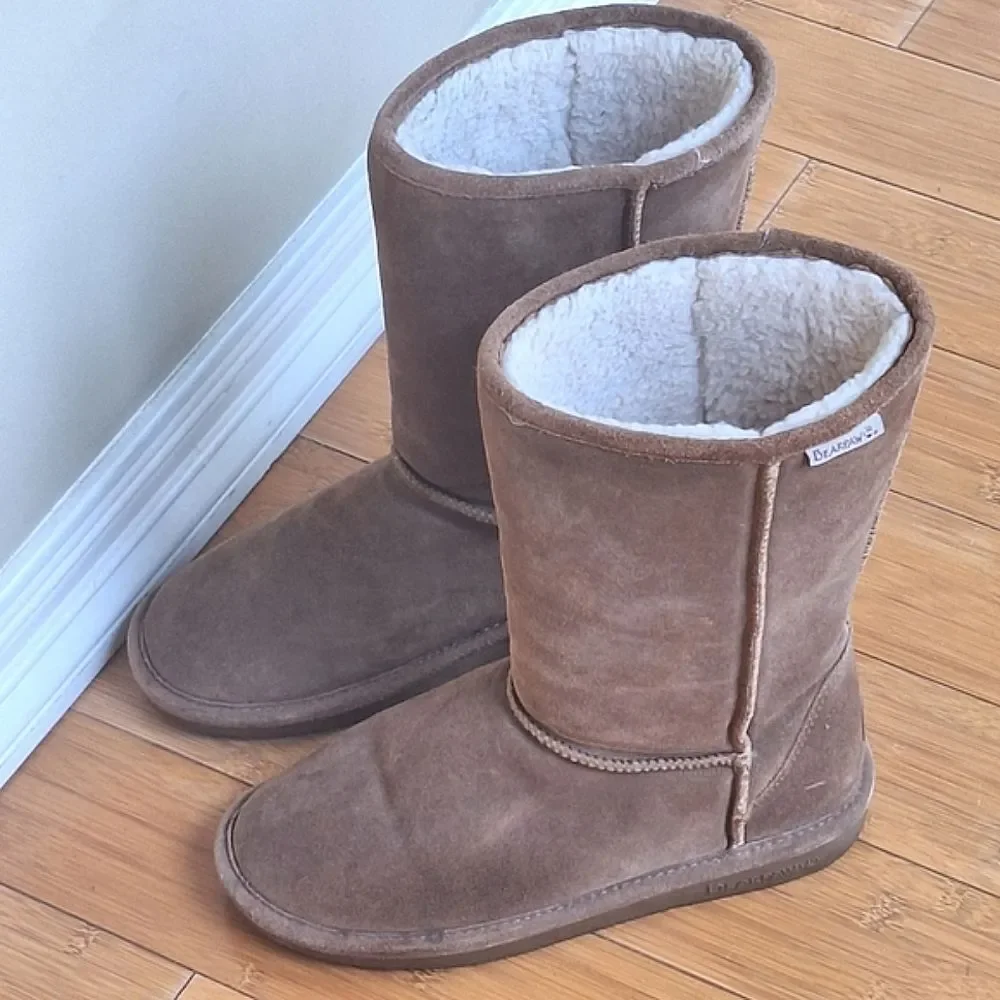 BEARPAW Eva Classic Suede Boot Wool Sherpa Lined Hickory 10